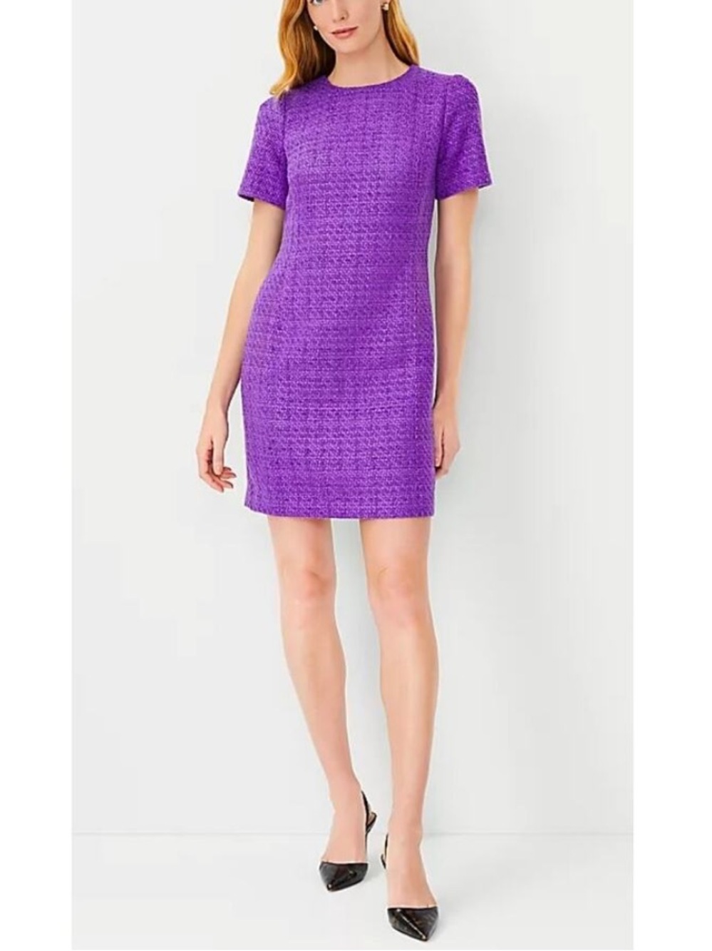 Ann Taylor Purple Tweed Mini Sheath Dress